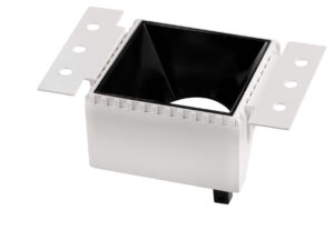 Βάση Σποτ Τετράγωνη Αλουμινίου Χωνευτή GU10 Λευκή με Μαύρο Κάτοπτρο