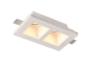 Βάση Σποτ Γύψινη Χωνευτή Τετράγωνη 2xGU10