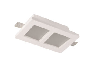 Βάση Σποτ Γύψινη Χωνευτή Τετράγωνη 2xGU10 με Ματ Γυαλί