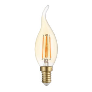 Led Κερί Φλόγα T35 E14 Filament Gold Glass 4Watt Θερμό Λευκό