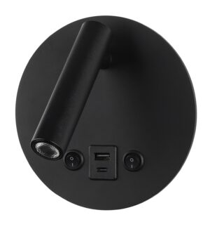 Led Φωτιστικό Επίπλων Χωνευτό Μαύρο 8W με διακόπτη+ Θύρες USB Θερμό Λευκό