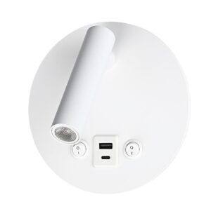 Led Φωτιστικό Επίπλων Χωνευτό Λευκό 8W με διακόπτη+ Θύρες USB Θερμό Λευκό