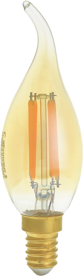 Led Κερί Φλόγα C35 E14 Filament Gold GlassDimmable 4Watt Θερμό Λευκό
