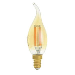 Led Κερί Φλόγα T35 E14 Filament Gold Glass 4Watt Θερμό Λευκό