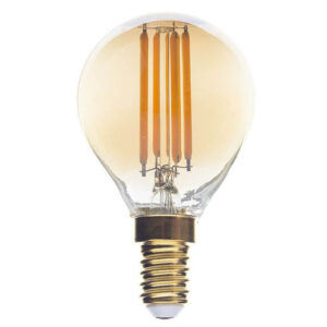 Led Σφαιρικό G45 E14 Filament Gold Glass 4Watt Θερμό Λευκό