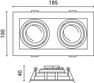 Βάση Σποτ Αλουμινίου Τετράγωνη 2xGU10 Max 35W Λευκή/Μαύρη