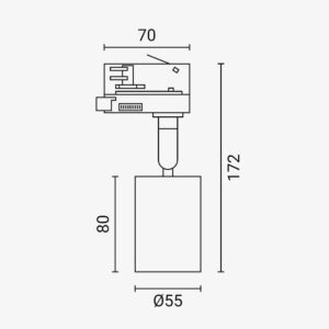 Βάση Σποτ Αλουμινίου Ράγας 4Επαφών GU10 Μαύρη