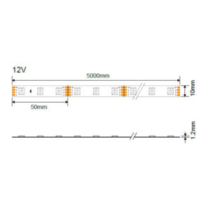 Ταινία Led DC:12V 5050 SMD IP54 14.4W/m Επαγγελματική Χρήση Φυσικό Λευκό