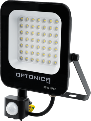Προβολέας LED SMD Μαύρος IP65 με Ανιχνευτή Κίνησης 30W Θερμό Λευκό