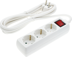 Πολύμπριζο 3 Θέσεων Λευκό με Διακόπτη, Καλώδιο 3 m