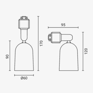 Βάση Σποτ Πλαστική Ράγας 2Επαφών GU10 Μαύρη
